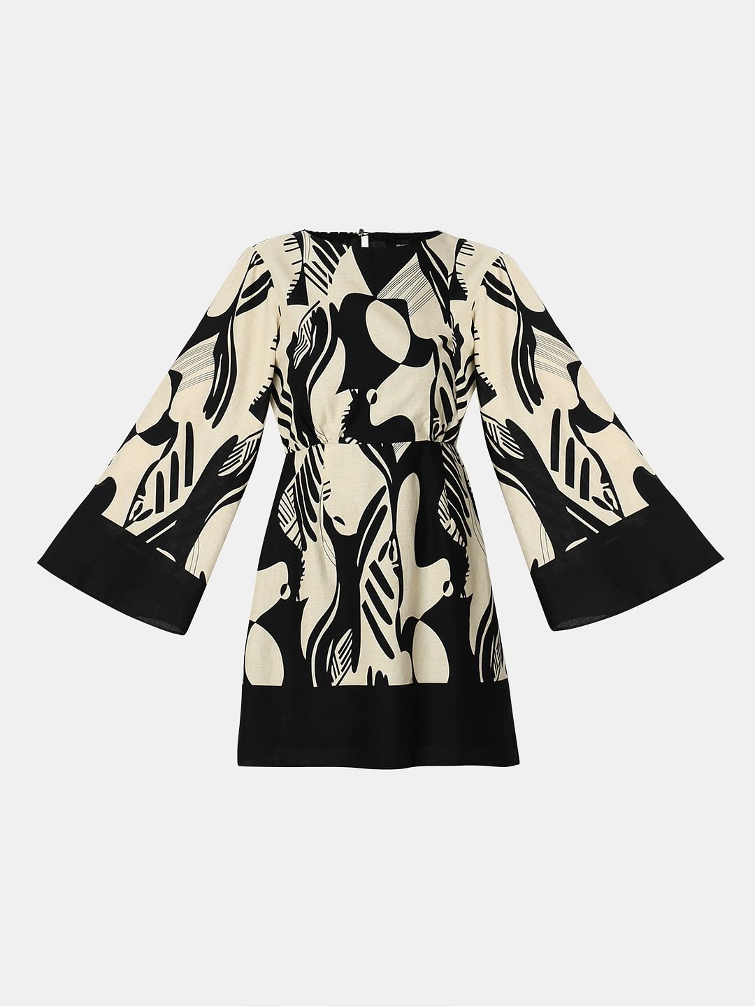 Black Printed Fit & Flare Dress