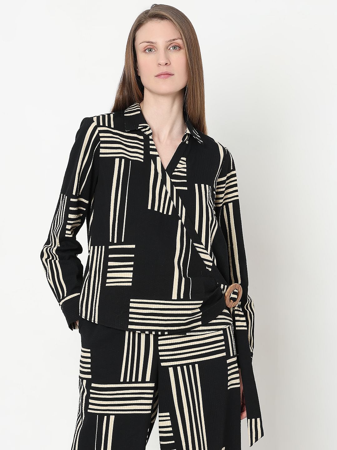 Black Printed Co-Ord Set Top