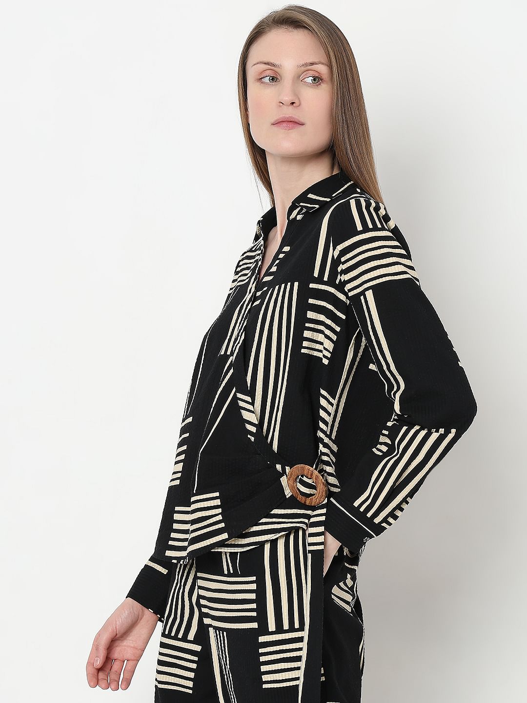 Black Printed Co-Ord Set Top