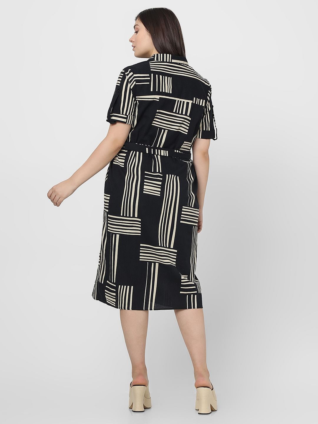Curve Black Printed Shirt Dress