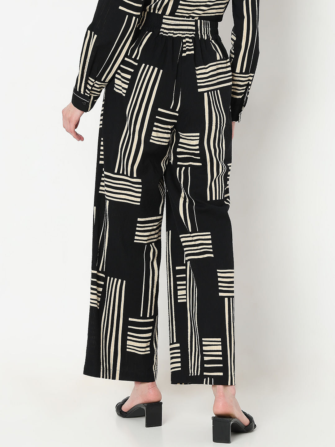 Black High Rise Printed Co-Ord Set Pants
