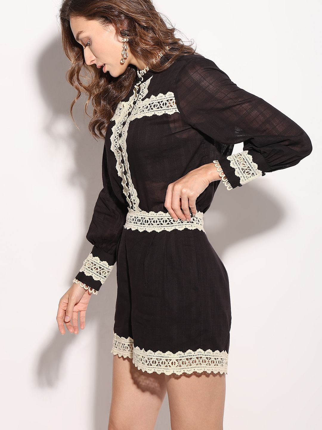 Black Lace Co-Ord Set Shorts