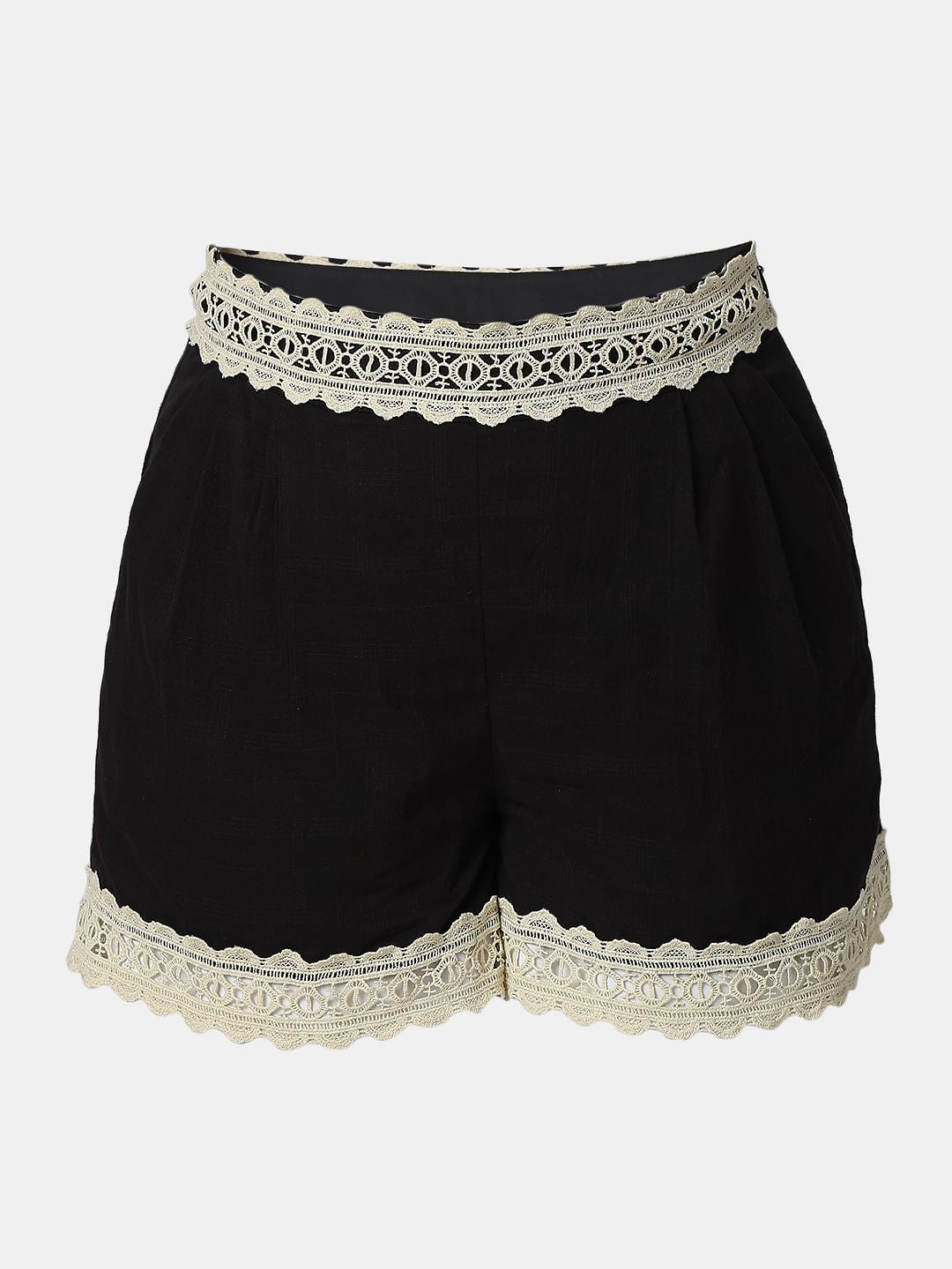 Black Lace Co-Ord Set Shorts
