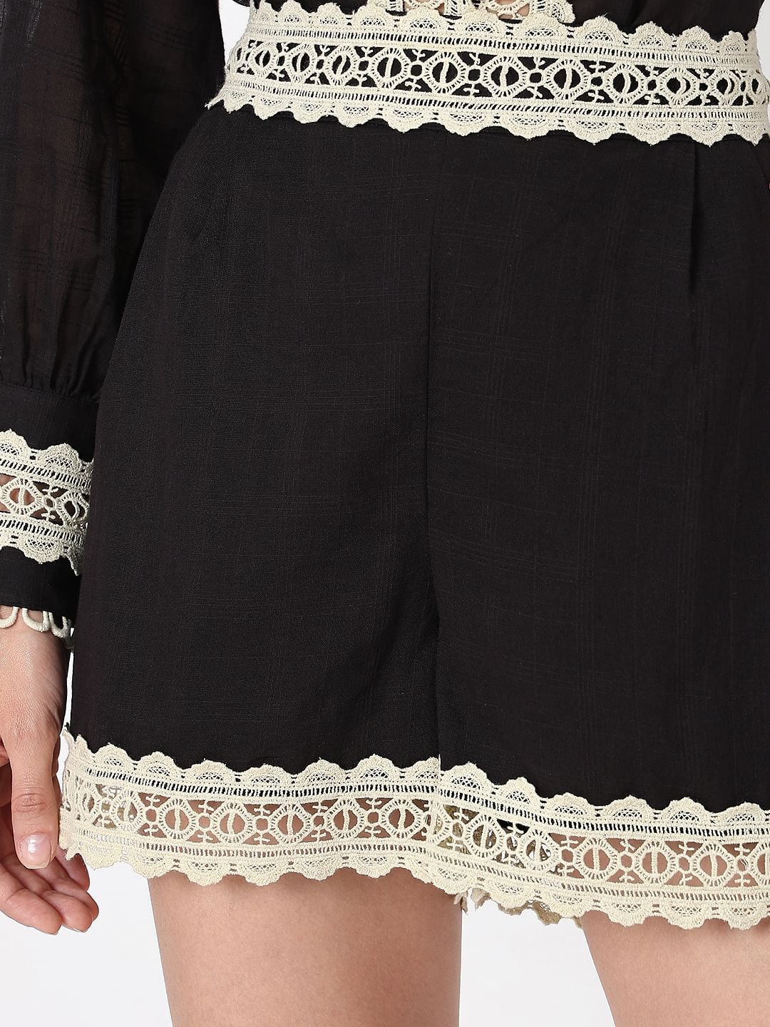 Black Lace Co-Ord Set Shorts