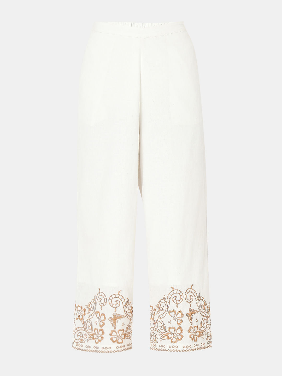White Embroidered Co-Ord Set Pants