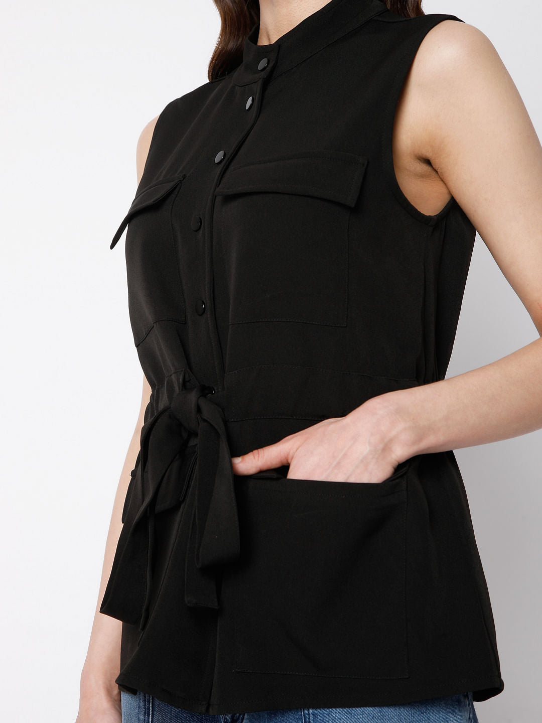 Black Tie Up Co-Ord Set Jacket