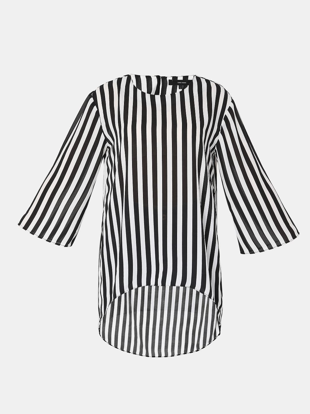 White Striped Tunic Top