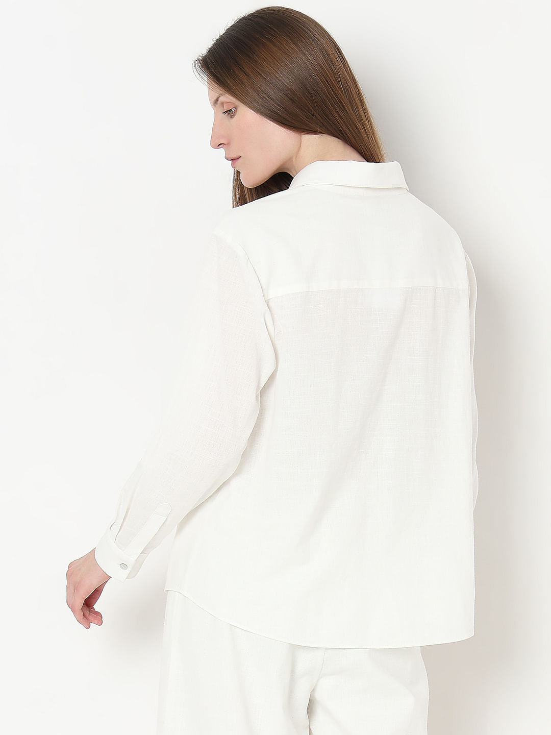 White Embroidered Co-Ord Set Shirt