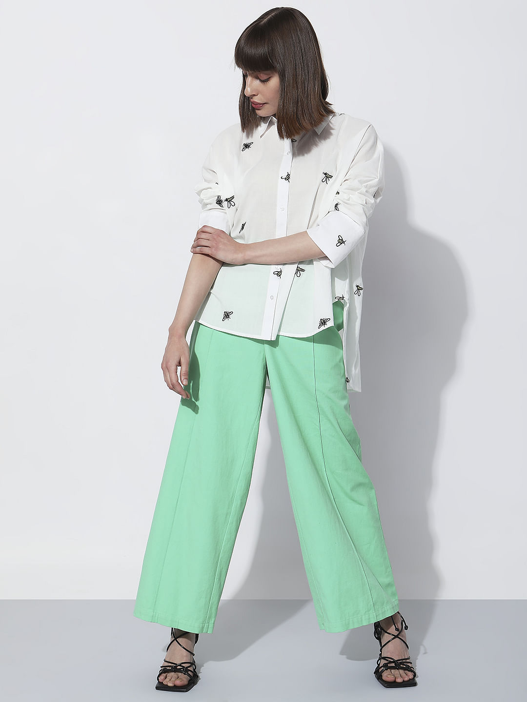 White Bee Printed Full Sleeves Shirt