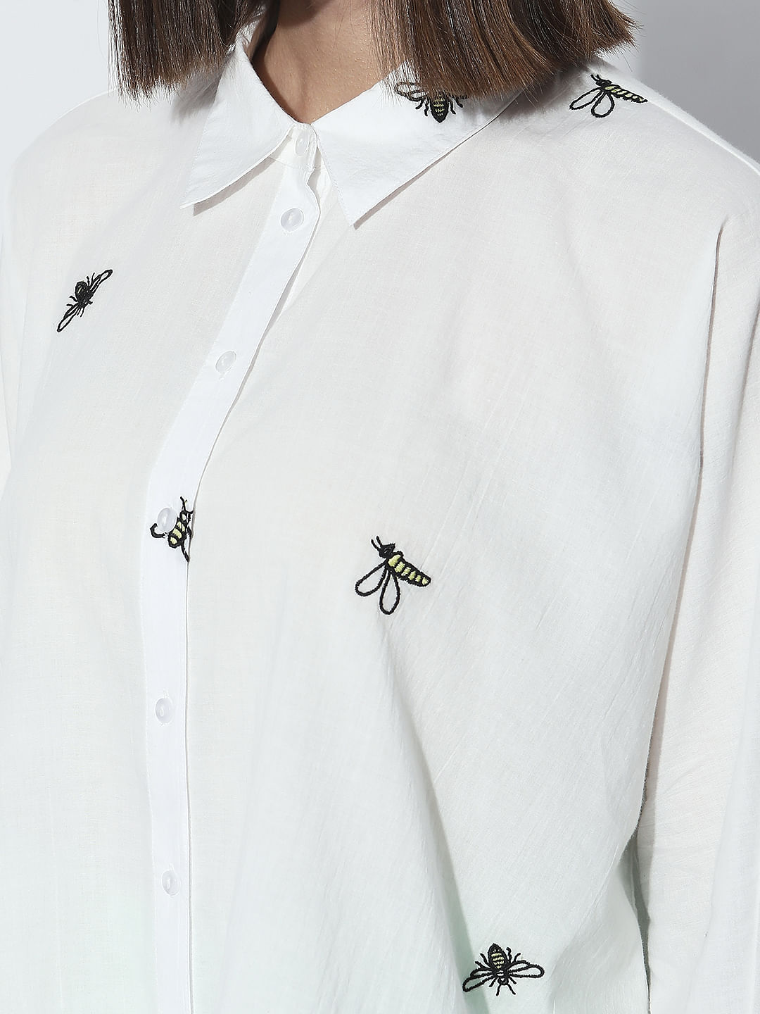 White Bee Printed Full Sleeves Shirt