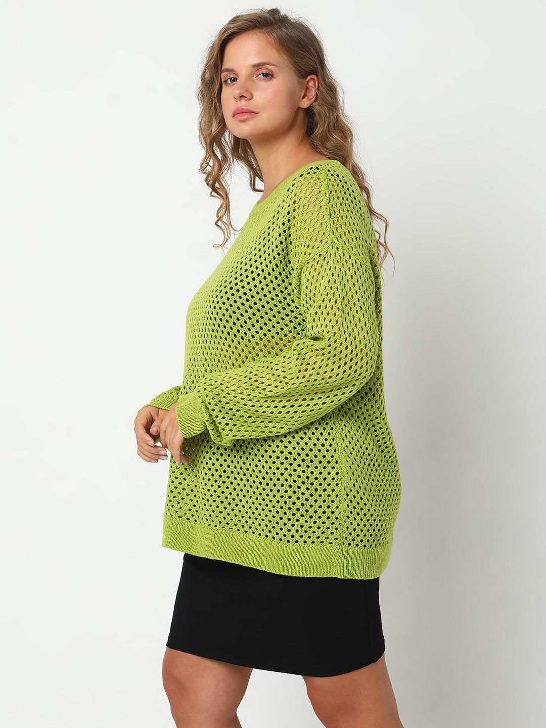 Curve Green Pointelle Sweater