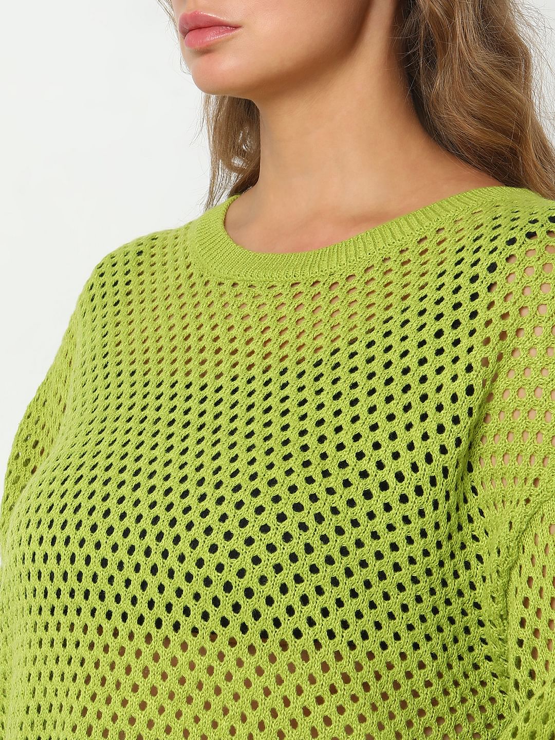 Curve Green Pointelle Sweater