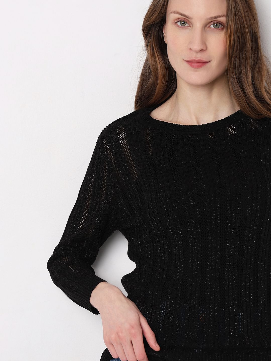 Black Lurex Knit Pullover