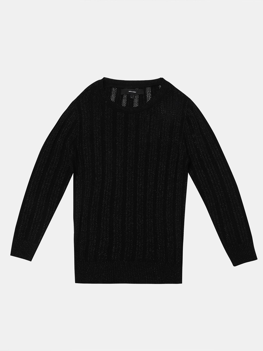 Black Lurex Knit Pullover
