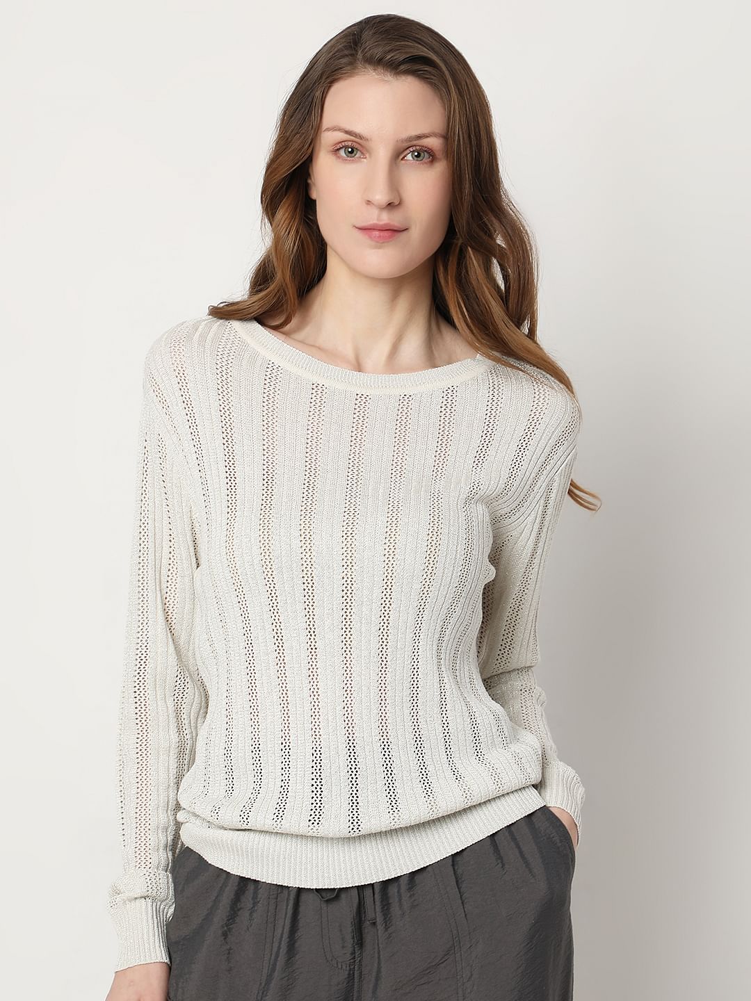 Light Grey Lurex Knit Pullover