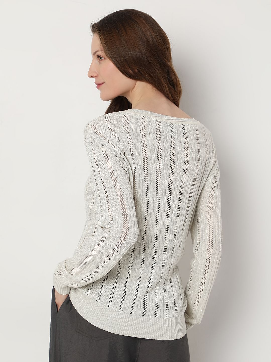 Light Grey Lurex Knit Pullover