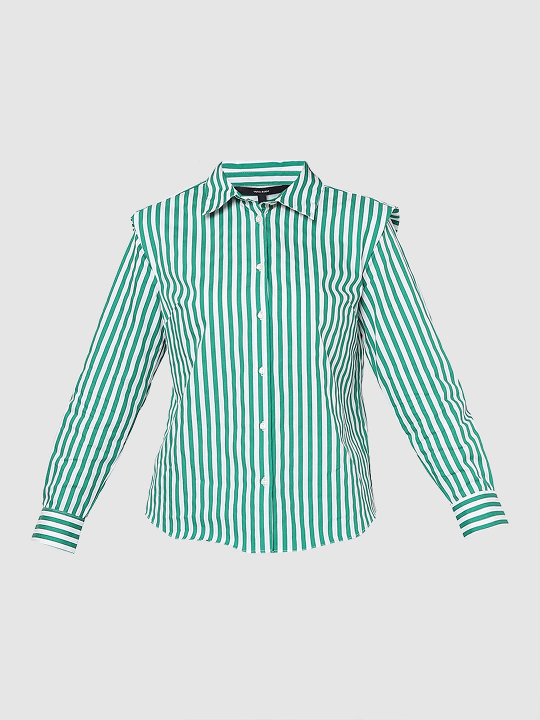 White & Green Striped Shirt