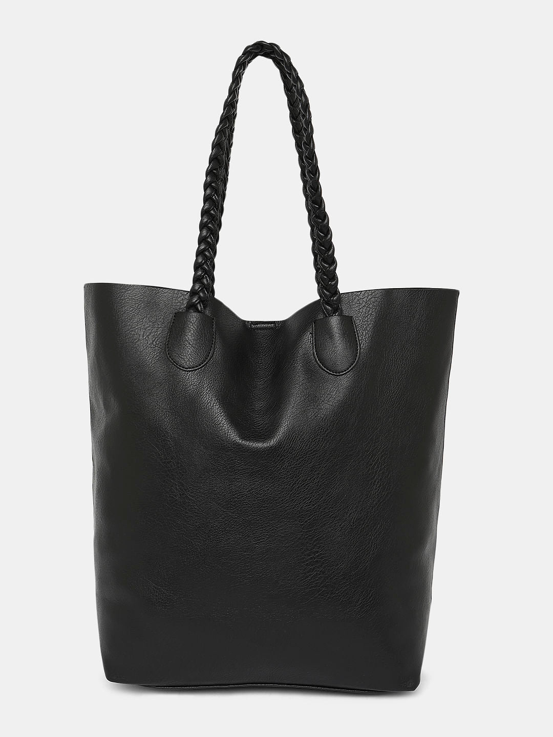 Black Faux Leather Shopper