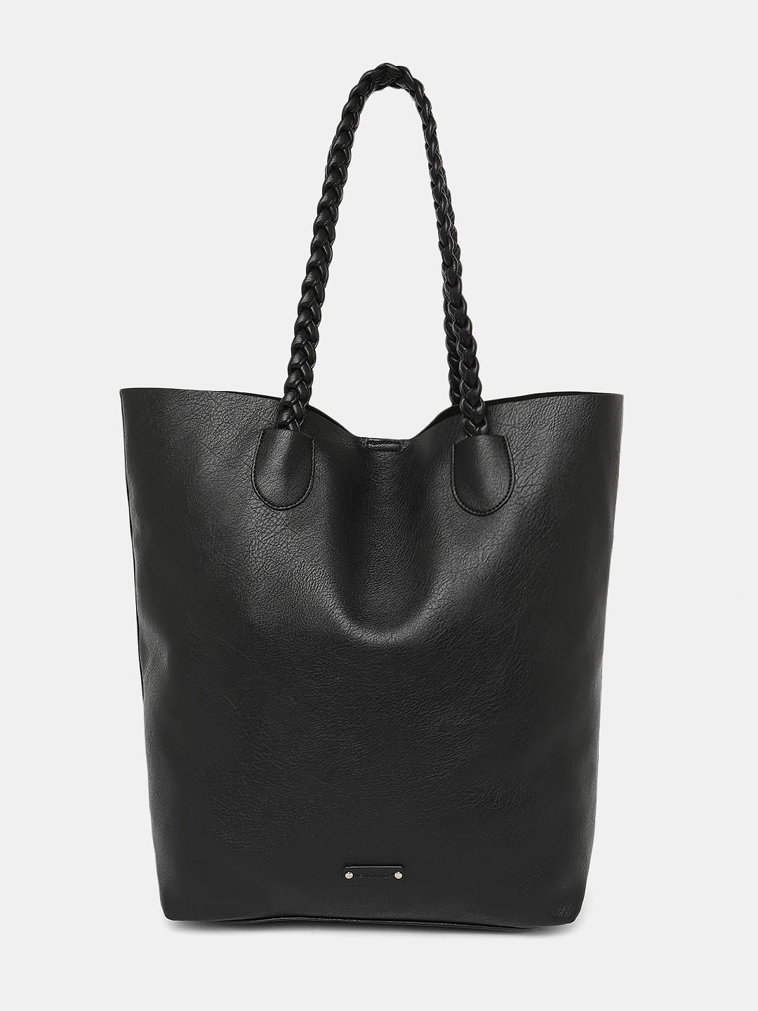 Black Faux Leather Shopper