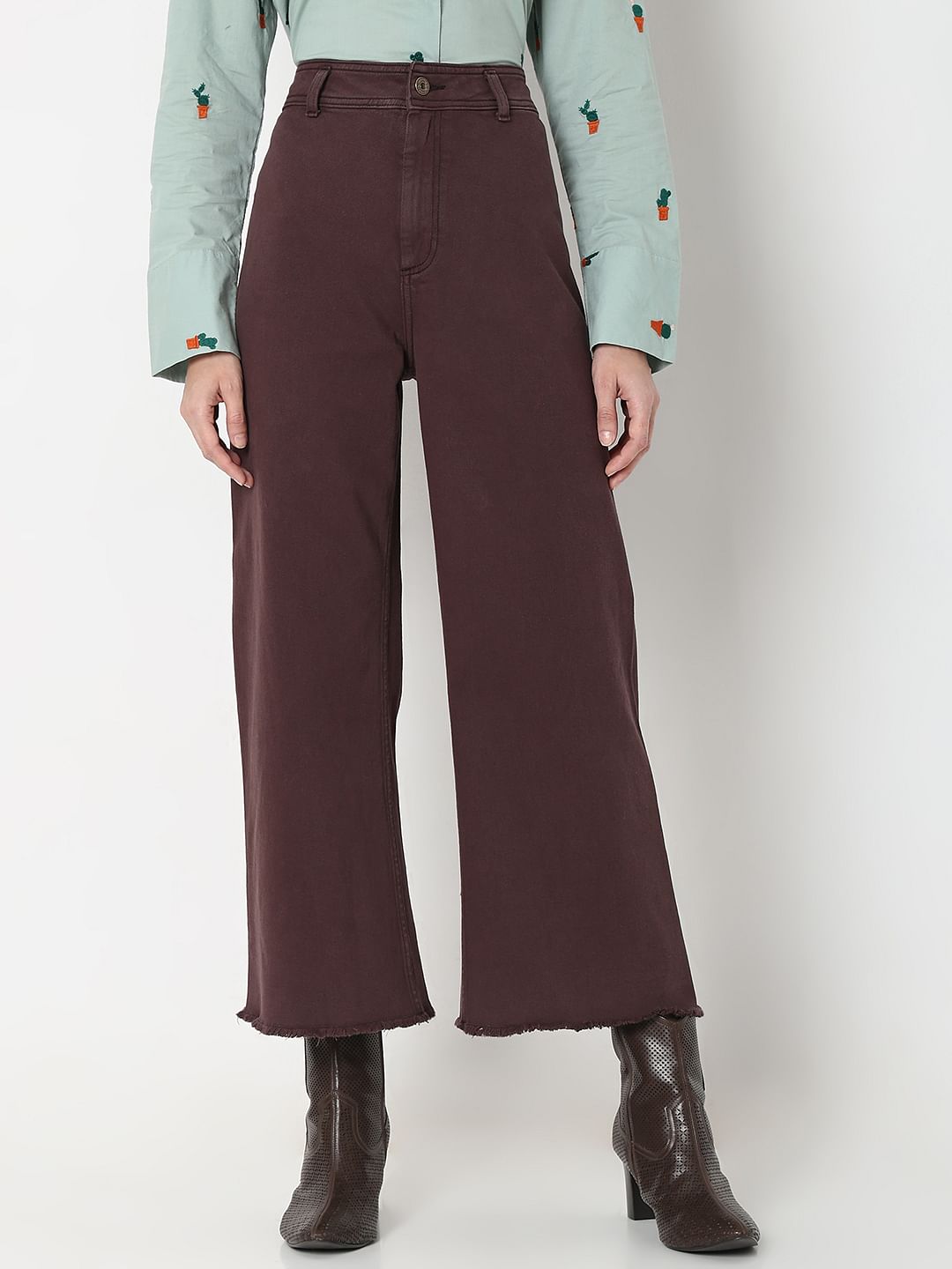 Dark Brown High Rise Zoey Wide-Leg Jeans