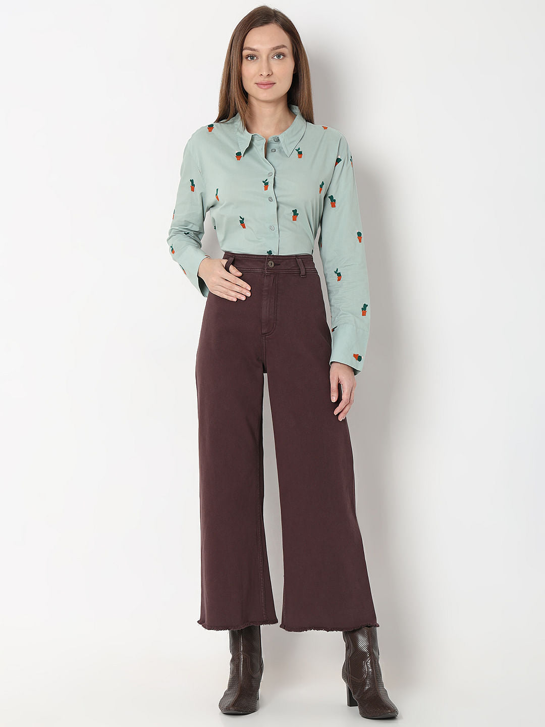 Dark Brown High Rise Zoey Wide-Leg Jeans