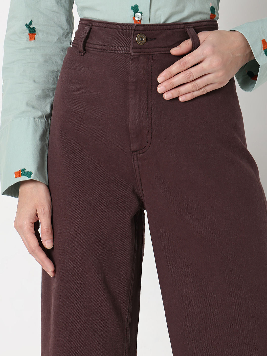 Dark Brown High Rise Zoey Wide-Leg Jeans