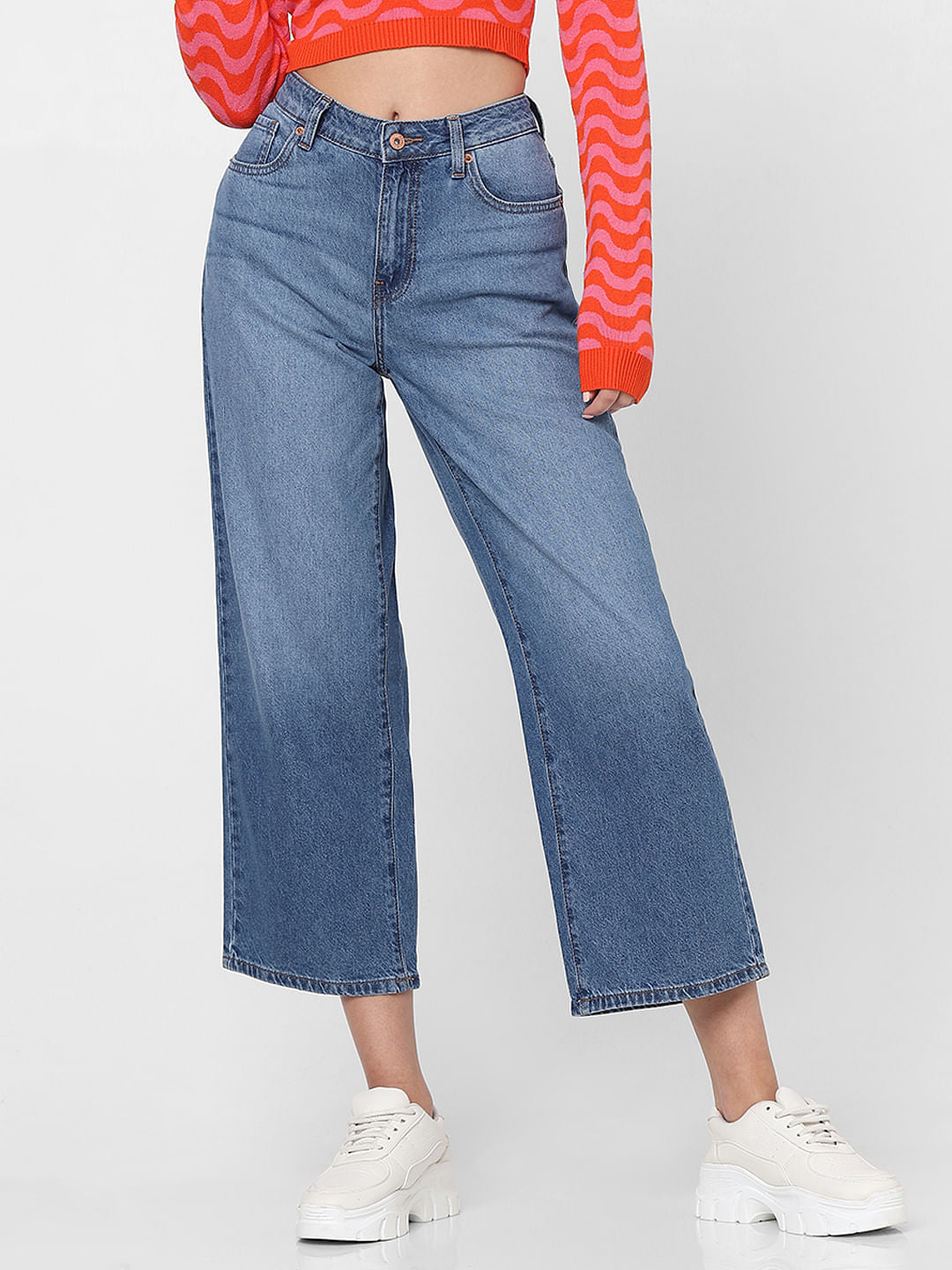 Blue Mid Rise Zoey Wide-Leg Jeans