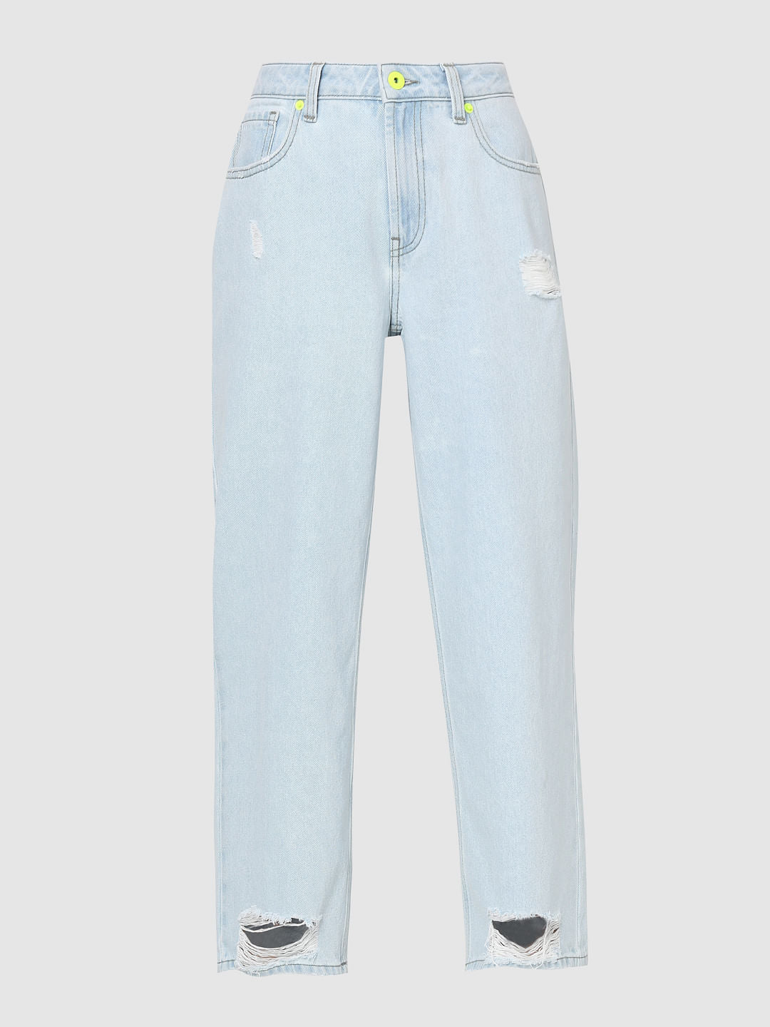 Light Blue Distressed Zoey Wide-Leg Jeans