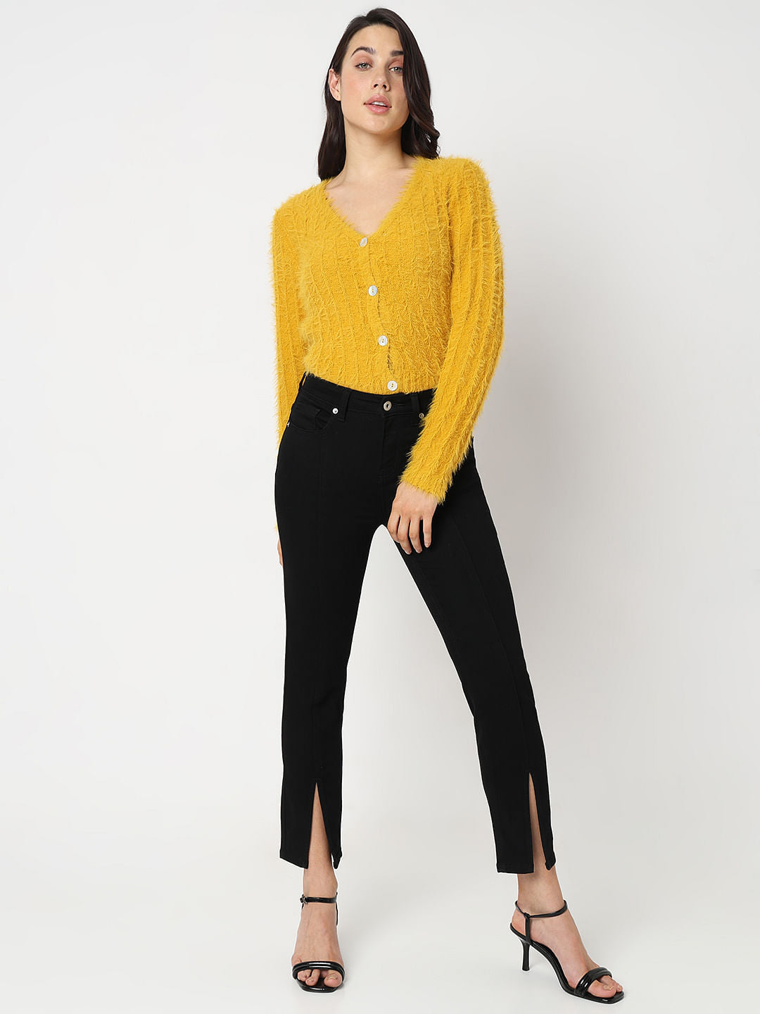 Black Mid Rise Straight Fit Jeans