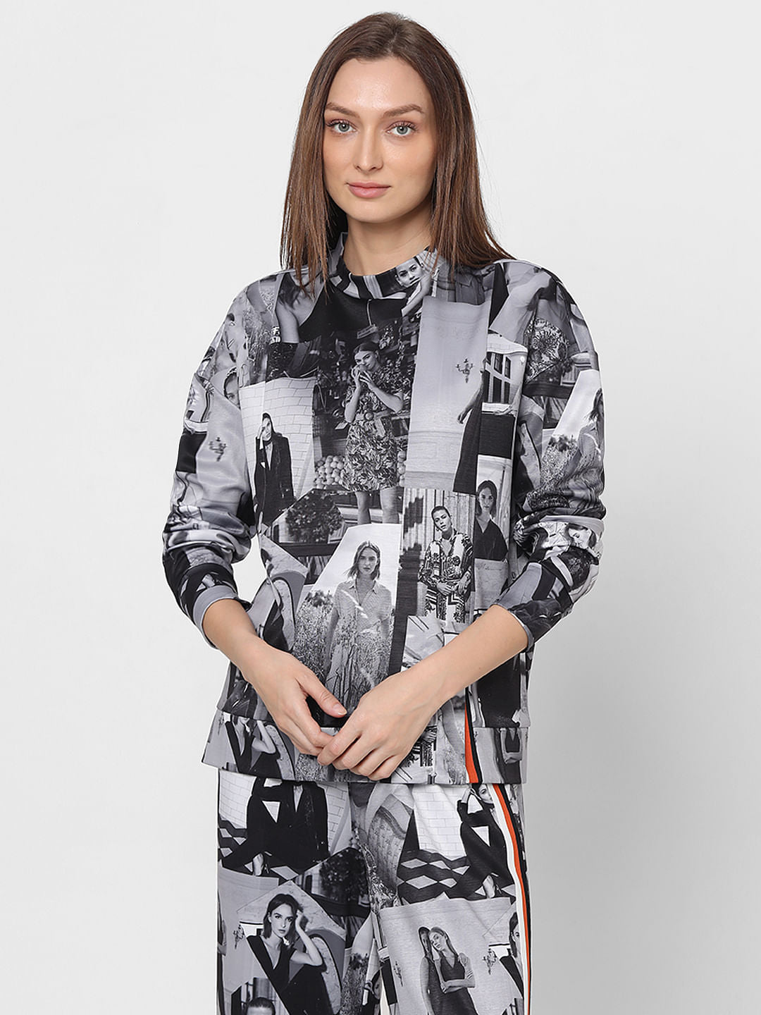 Black & White Photoprint Co-Ord Set Sweatshirt