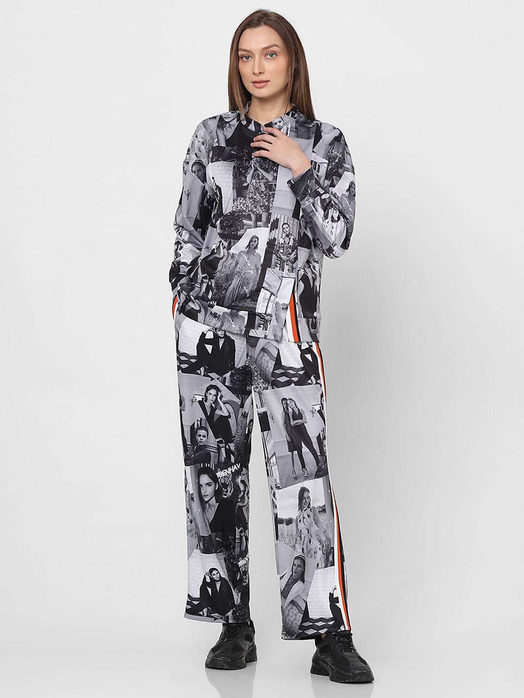 Black & White Photoprint Co-Ord Set Sweatshirt