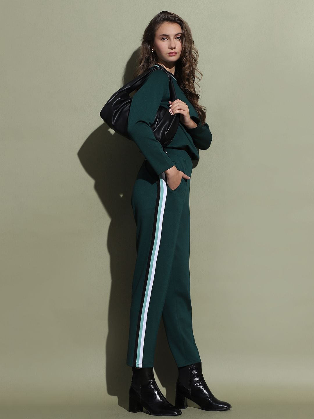 Green High Rise Co-Ord Set Pants