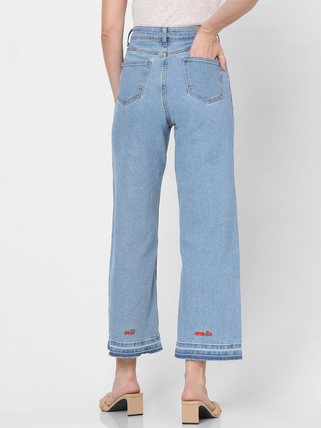 Blue Washed Zoey Wide-Leg Jeans