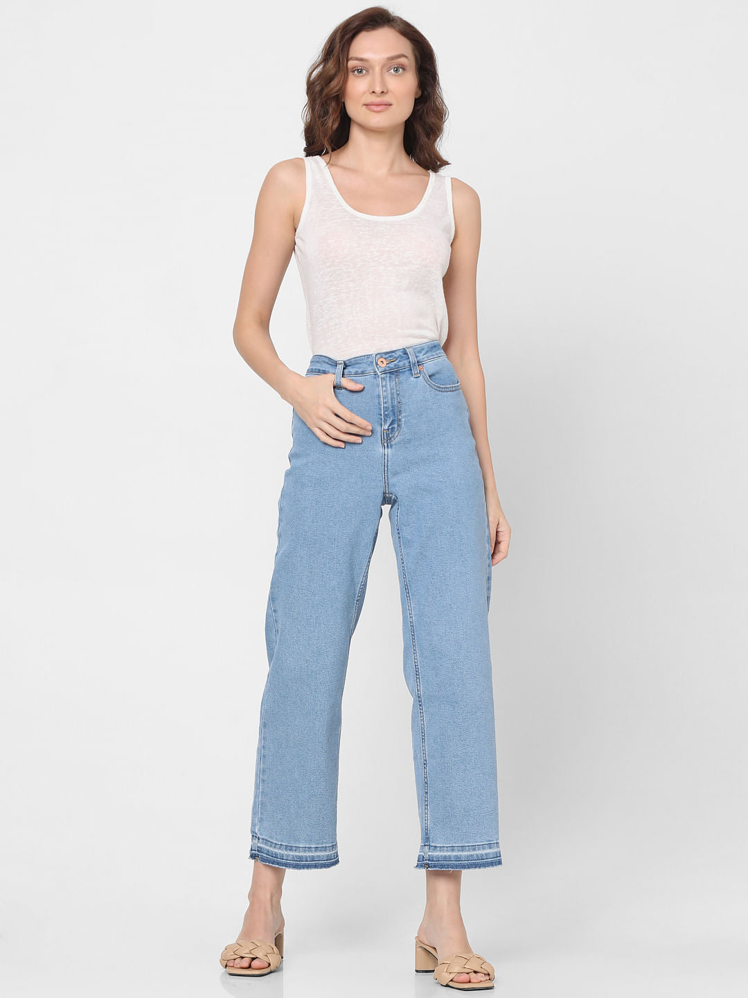 Blue Washed Zoey Wide-Leg Jeans