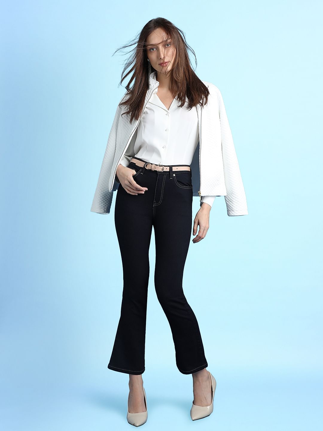 Dark Blue High Rise Petra Bootcut Jeans