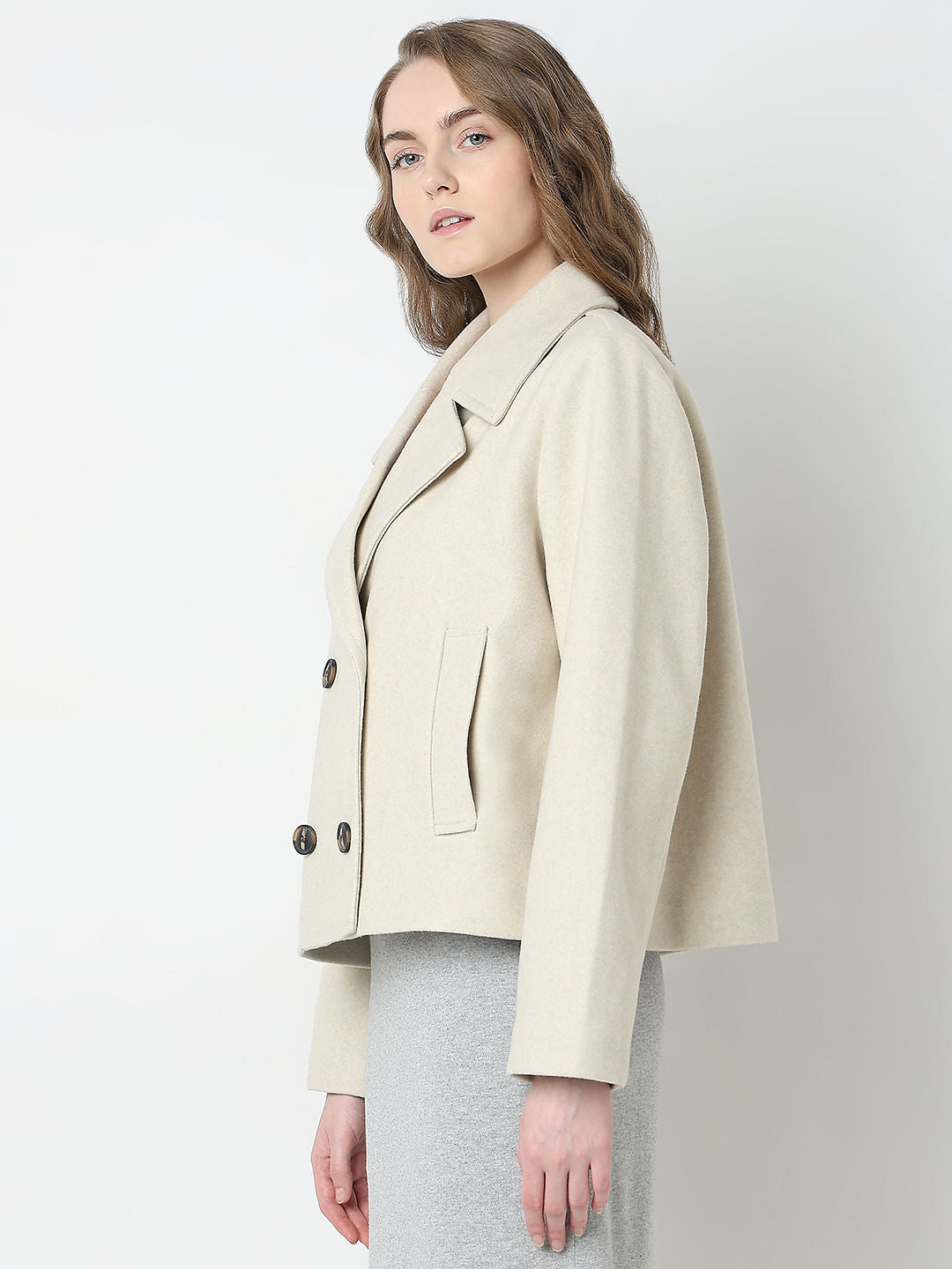 Beige Double Breasted Jacket