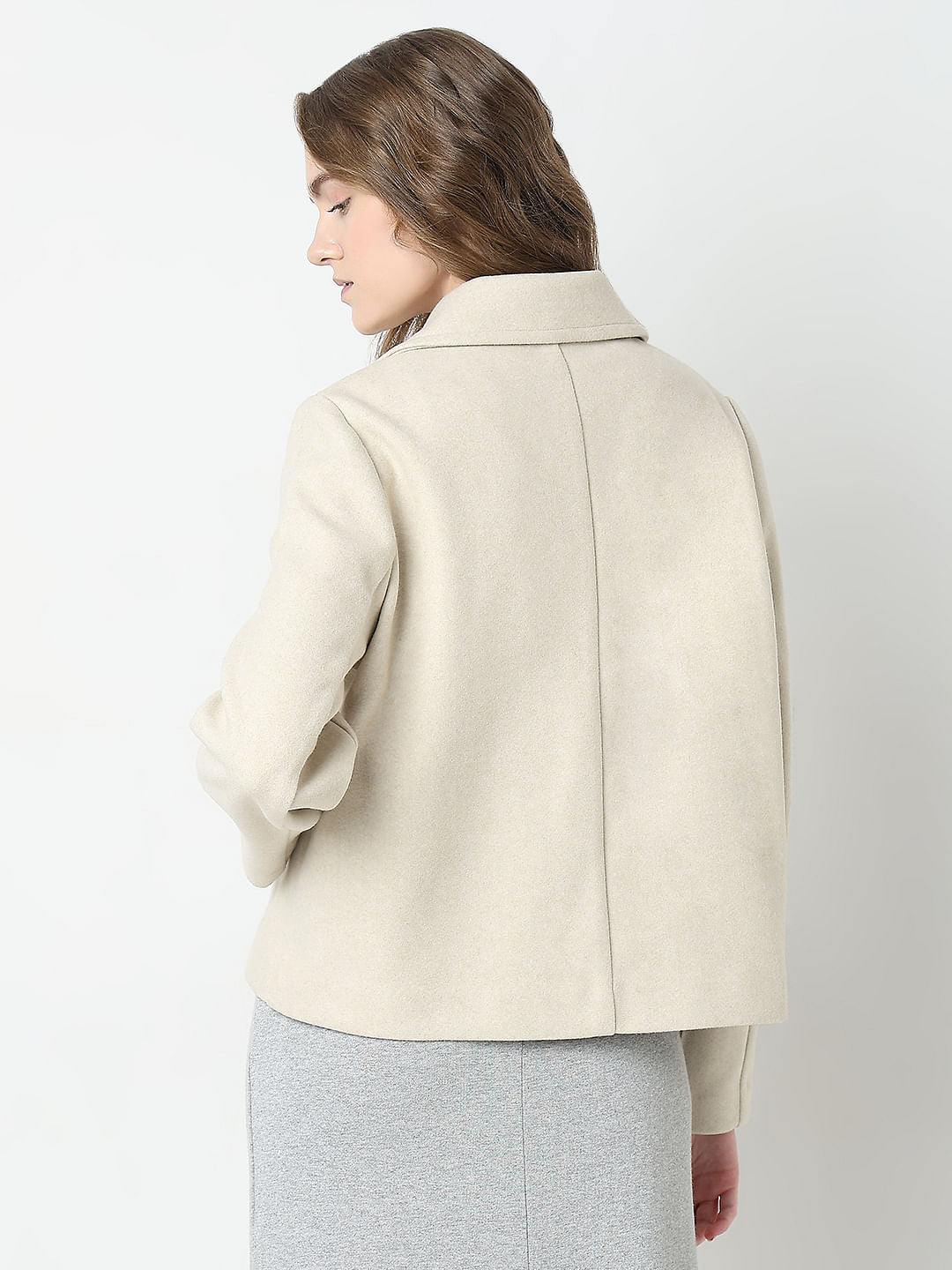 Beige Double Breasted Jacket