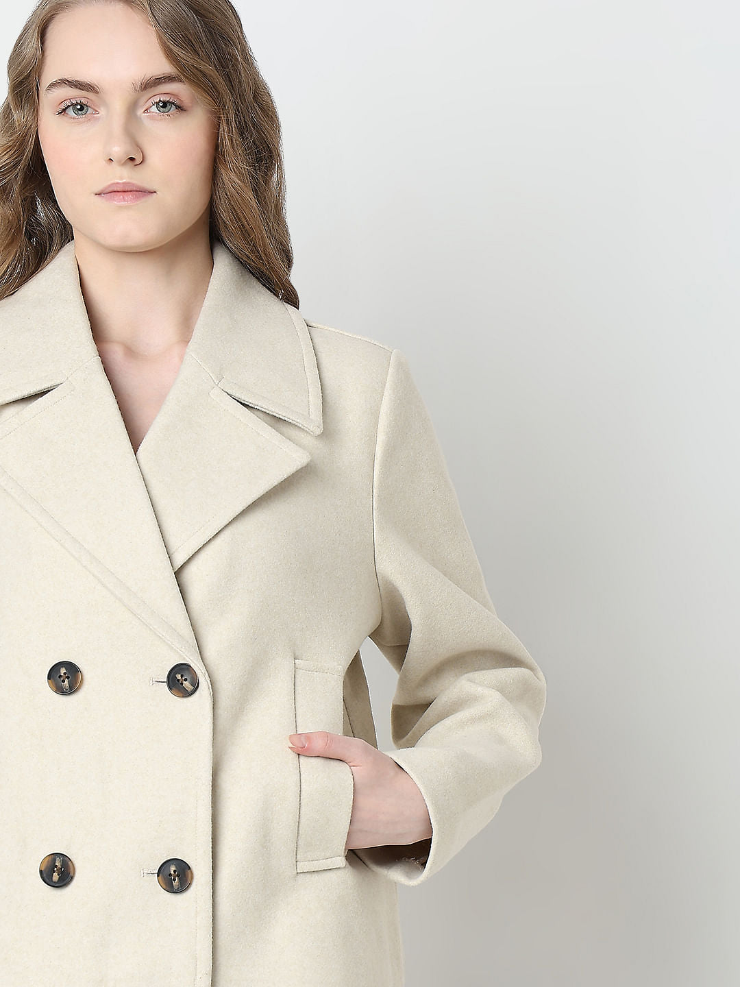 Beige Double Breasted Jacket