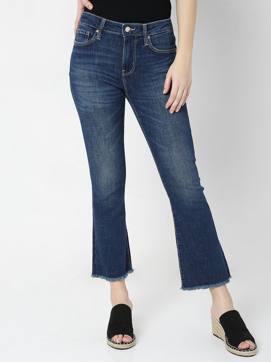 Blue Mid Rise Petra Bootcut Jeans