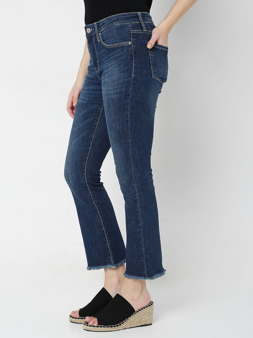 Blue Mid Rise Petra Bootcut Jeans