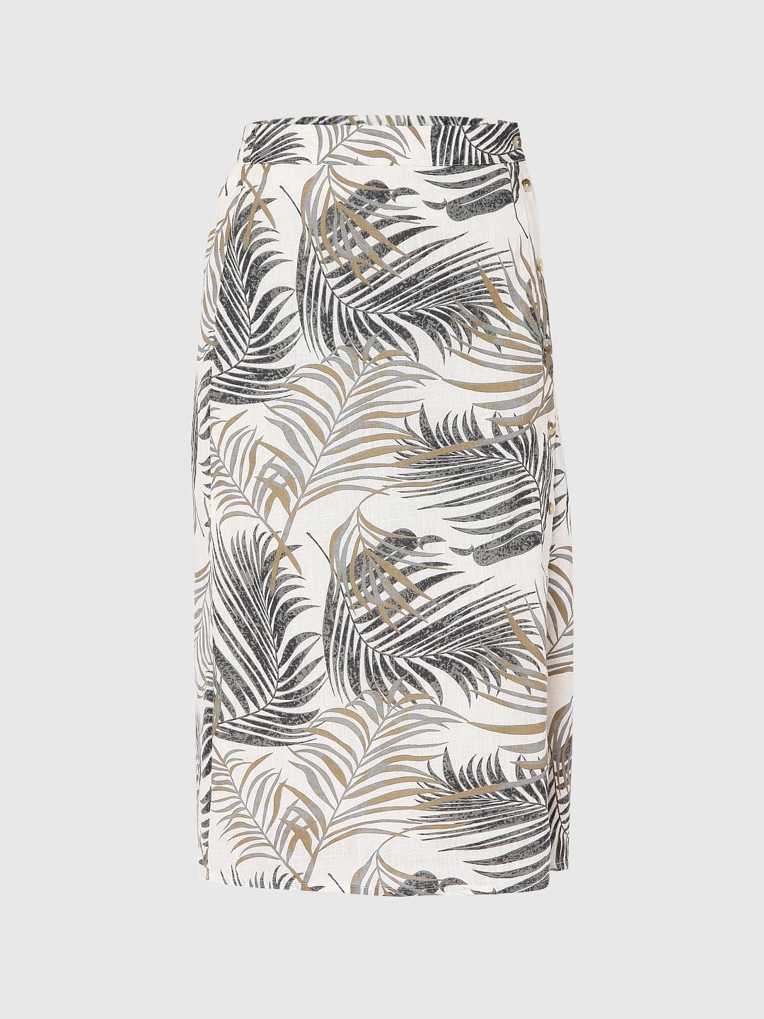 Beige Tropical Print Co-Ord Skirt
