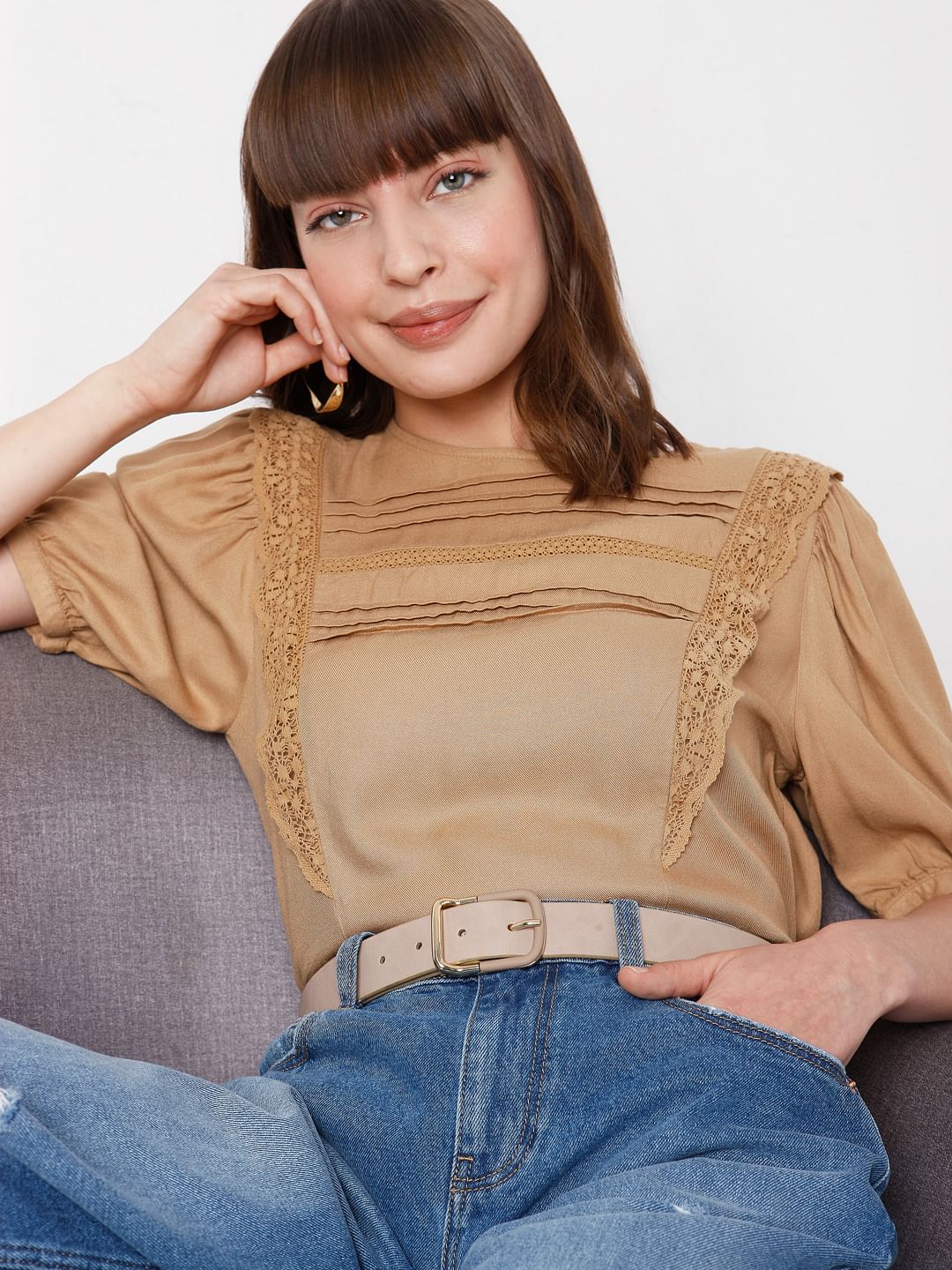 Brown Lace Top