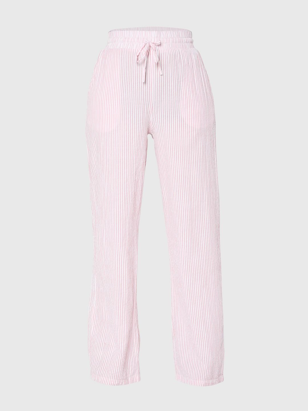 Pink Mid Rise Striped Co-Ord Set Pants