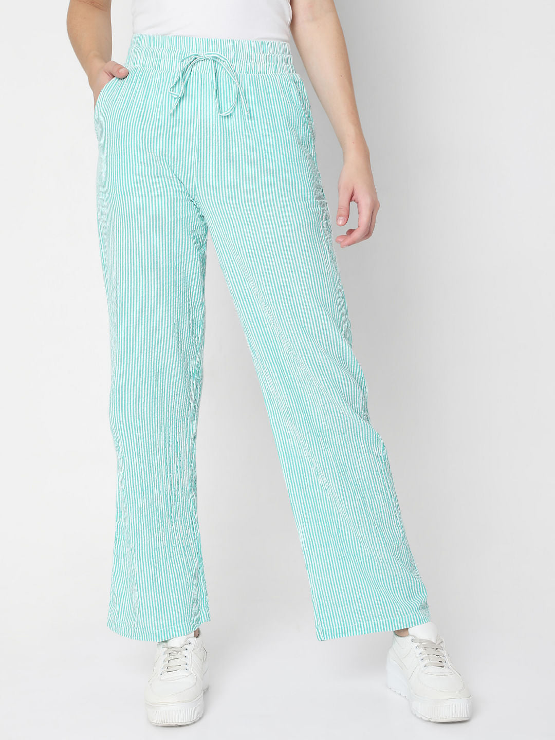 Green Striped Co-Ord Set Pants