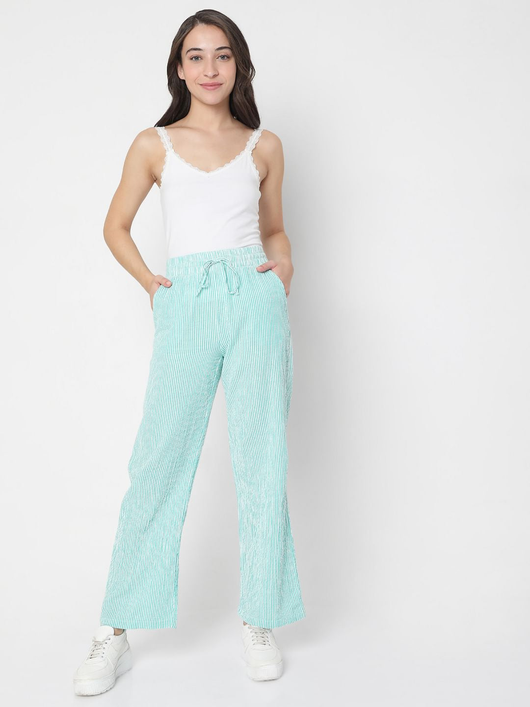 Green Striped Co-Ord Set Pants