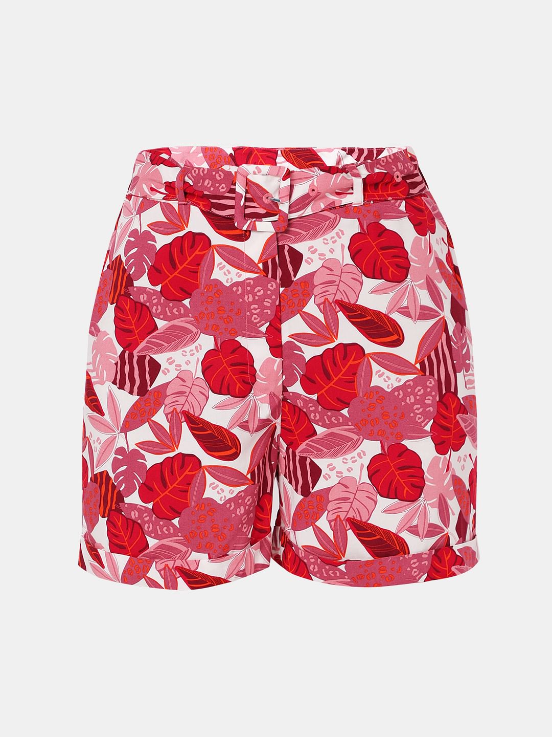 Pink High Rise Printed Co-Ord Shorts