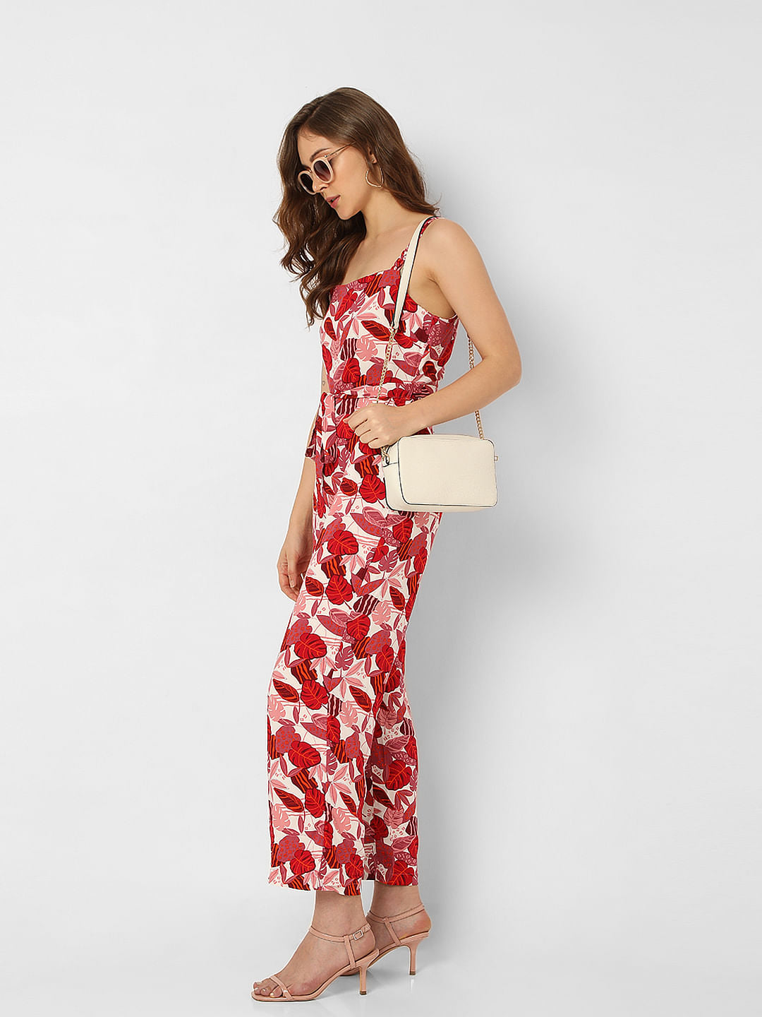 Pink Floral Print Jumpsuit