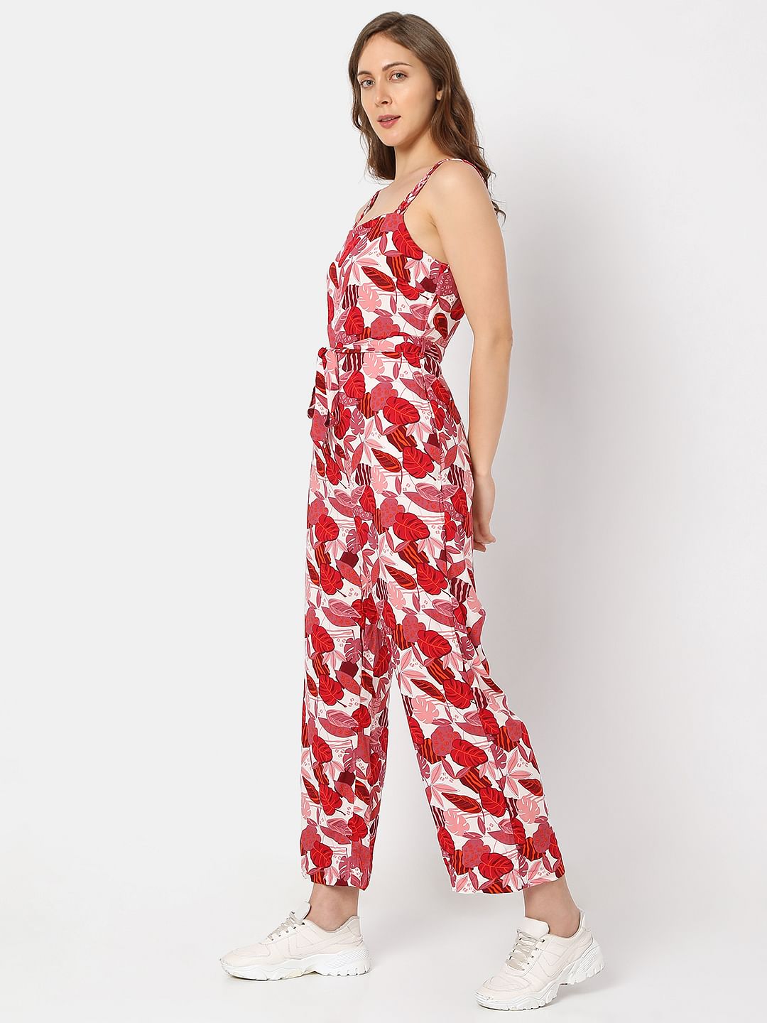 Pink Floral Print Jumpsuit
