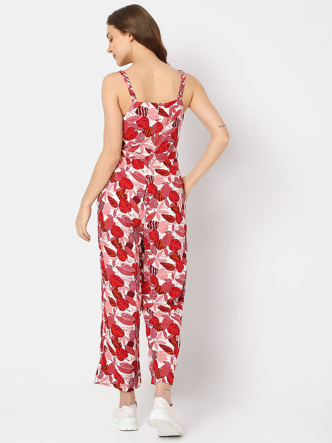 Pink Floral Print Jumpsuit