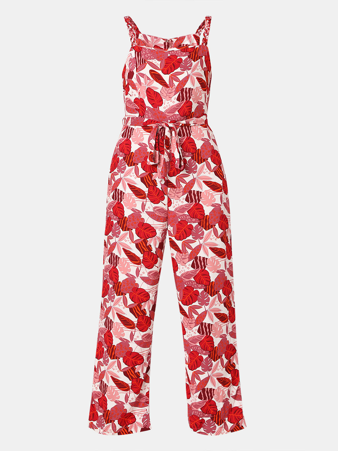 Pink Floral Print Jumpsuit